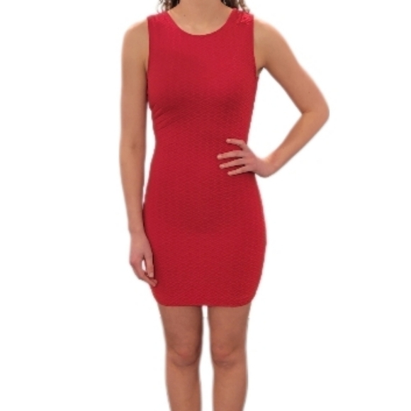 Forever 21 Dresses & Skirts - Forever 21 Red textured mini dress with cut outs‎ in back size Small